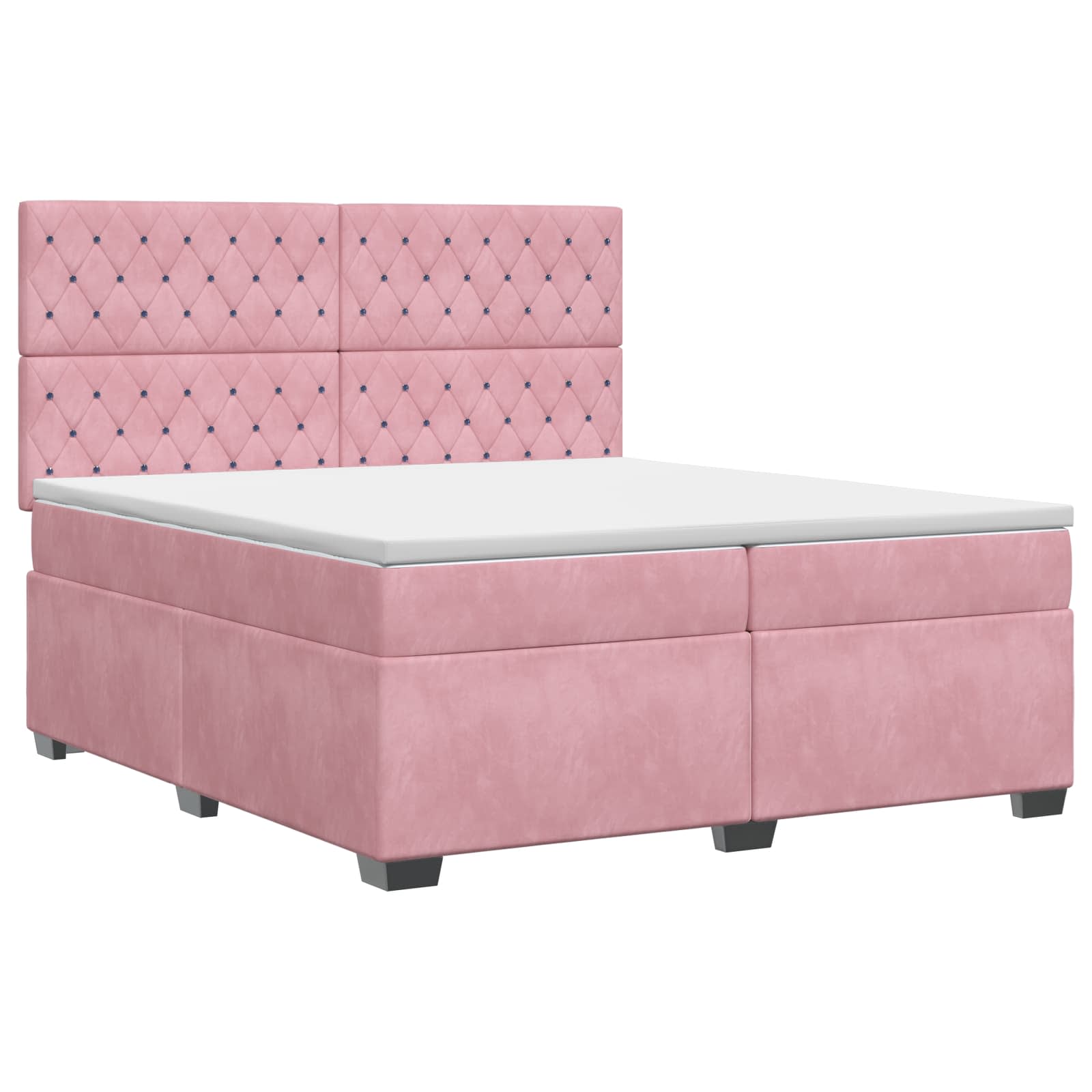 Κρεβάτι box spring με στρώμα Ροζ 200 x 200 cm Βελούδο - Pakobazaar