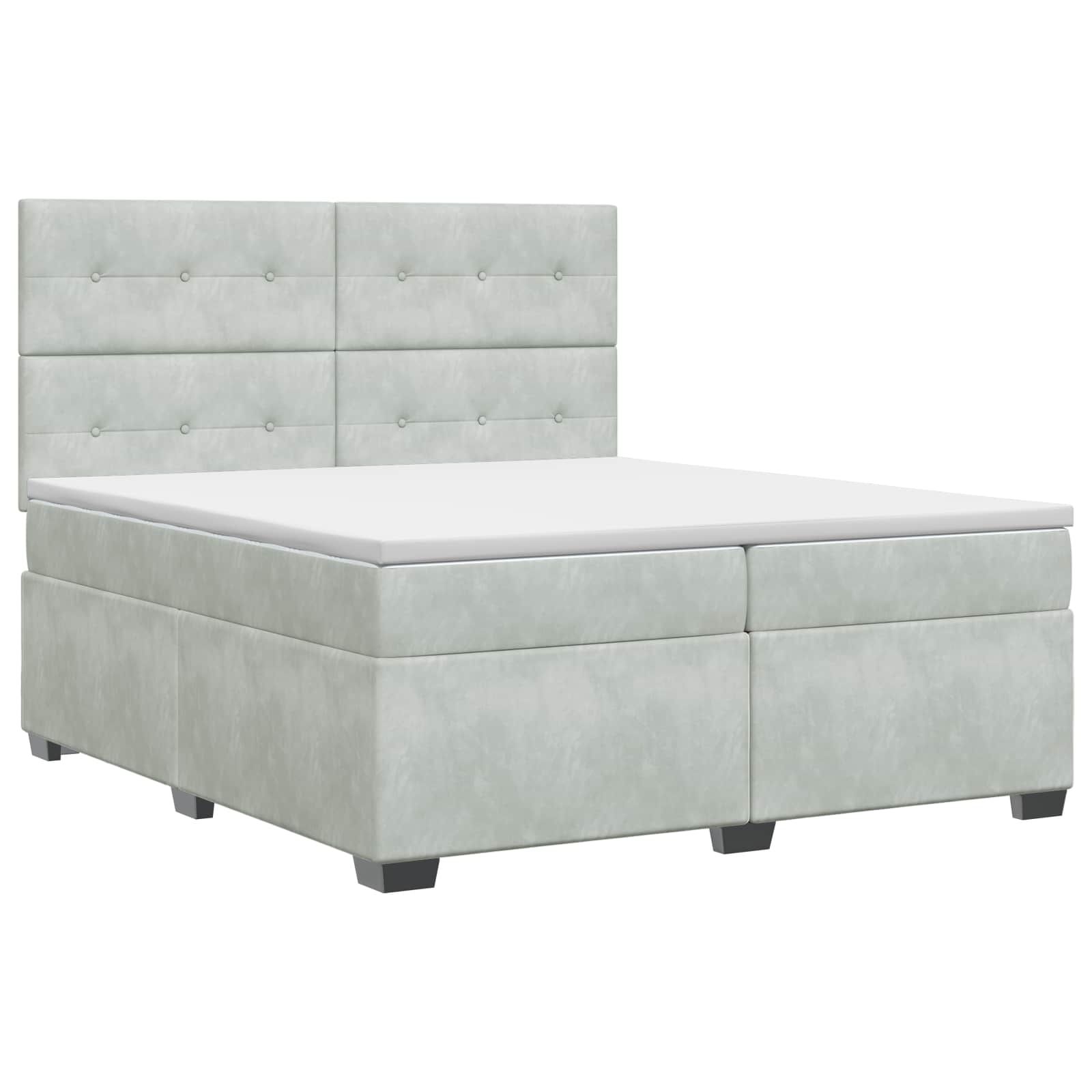 Κρεβάτι box spring με στρώμα Ανοιχτό γκρι 200 x 200 cm Βελούδο