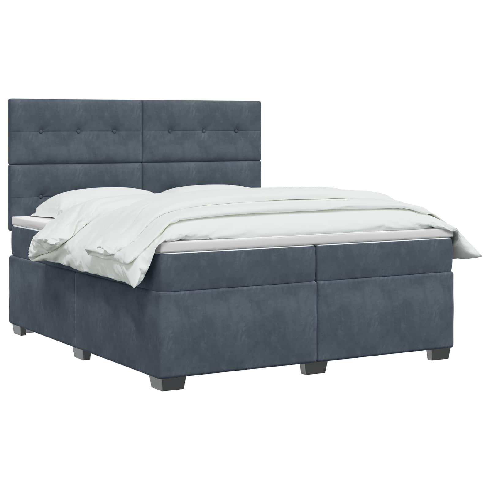 Κρεβάτι box spring με στρώμα Σκούρο Γκρι 200 x 200 cm Βελούδο