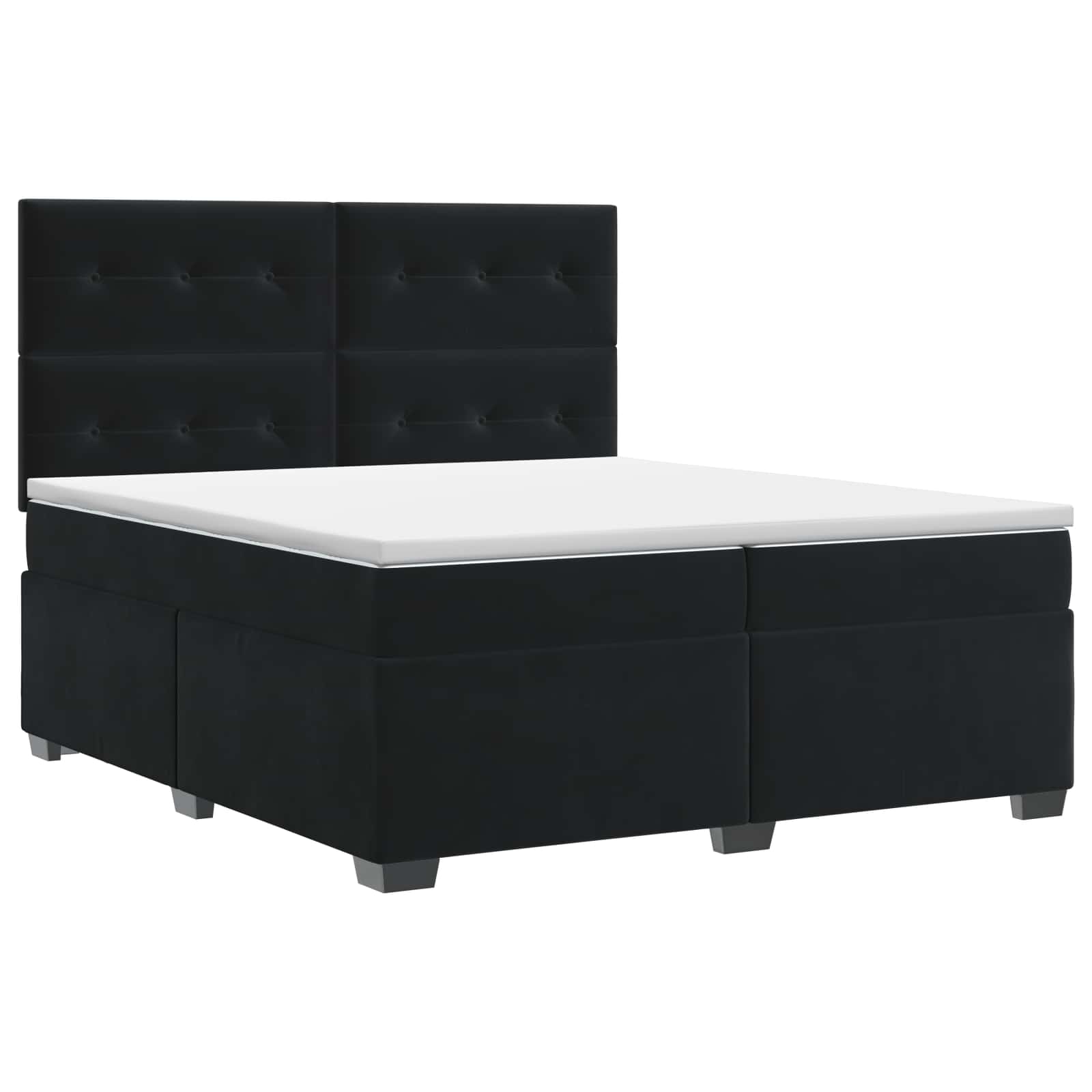 Κρεβάτι box spring με στρώμα Μαύρο 200 x 200 cm Βελούδο