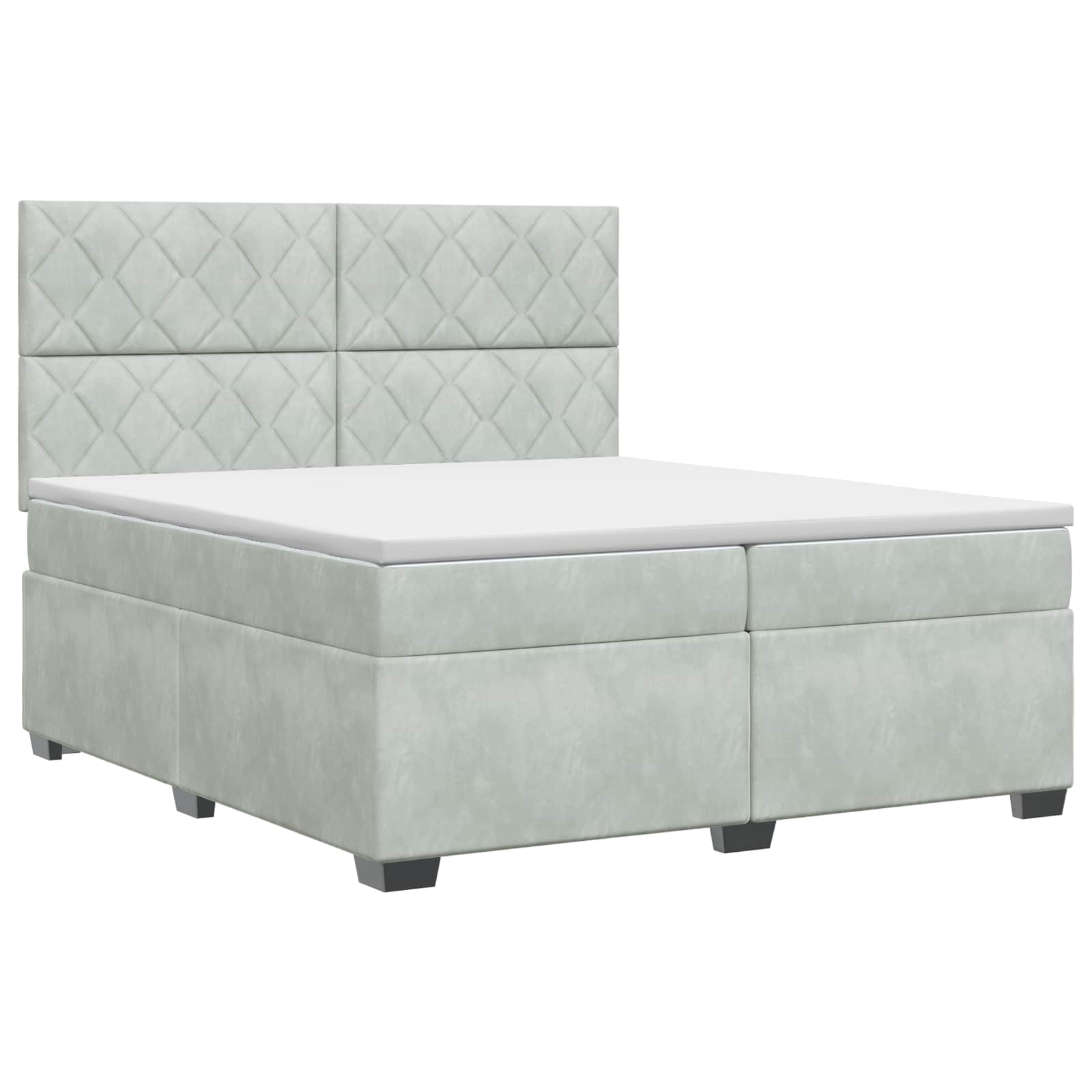 Κρεβάτι box spring με στρώμα Ανοιχτό γκρι 200 x 200 cm Βελούδο - Pakobazaar