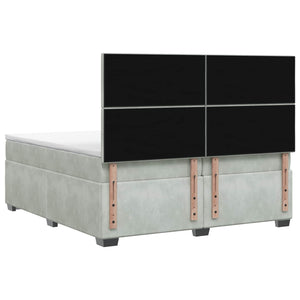 Κρεβάτι box spring με στρώμα Ανοιχτό γκρι 200 x 200 cm Βελούδο - Pakobazaar