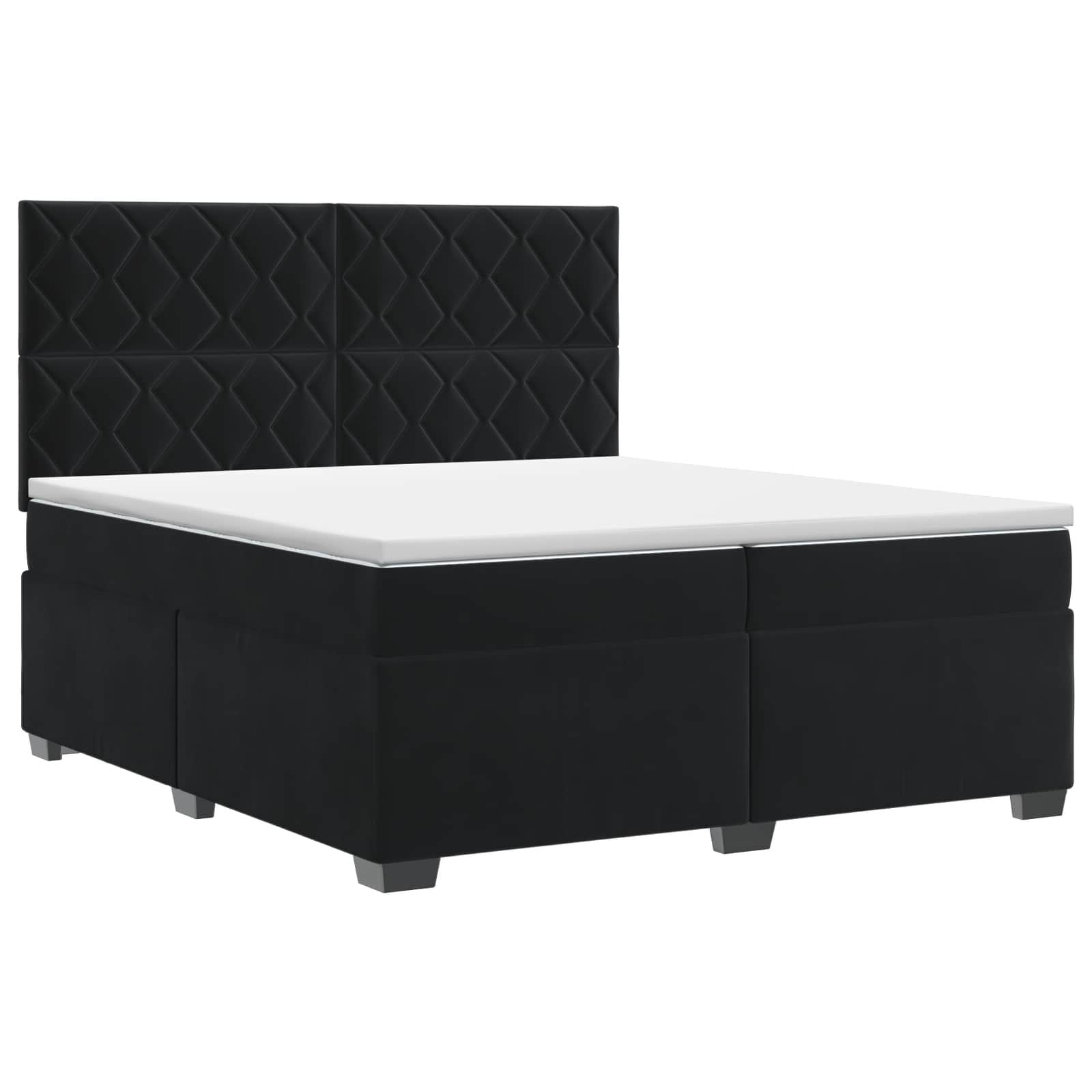 Κρεβάτι box spring με στρώμα Μαύρο 200 x 200 cm Βελούδο - Pakobazaar