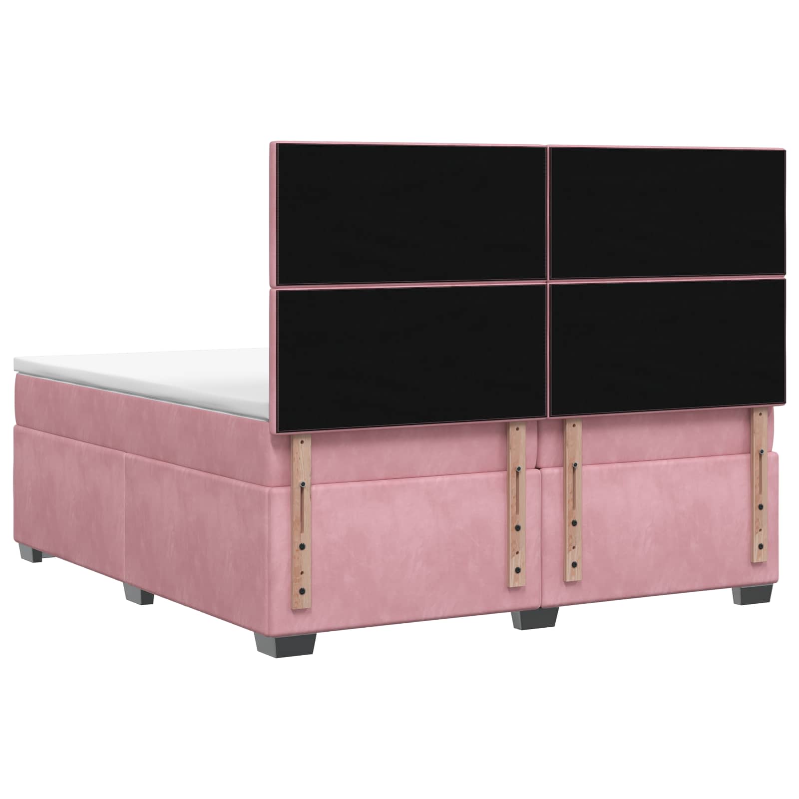 Κρεβάτι box spring με στρώμα Ροζ 200 x 200 cm Βελούδο - Pakobazaar