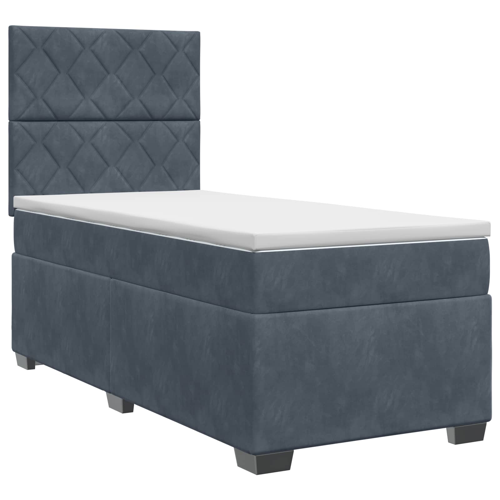 Κρεβάτι box spring με στρώμα Σκούρο Γκρι Μονό Βελούδο - Pakobazaar