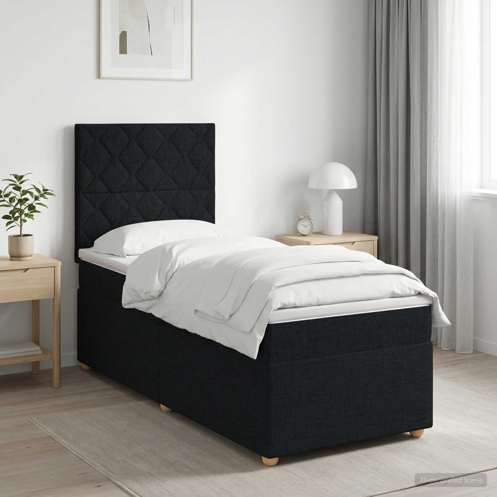 Κρεβάτι box spring με στρώμα Μαύρο 80 x 200 cm Ύφασμα