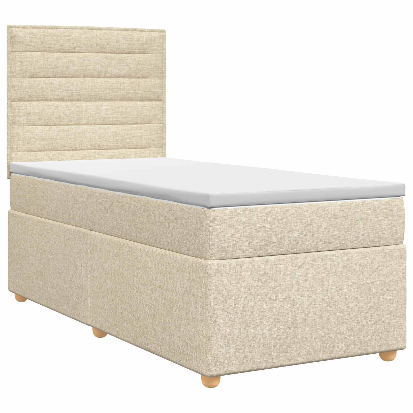 Κρεβάτι box spring με στρώμα Κρεμ 90 x 190 cm Ύφασμα - Pakobazaar