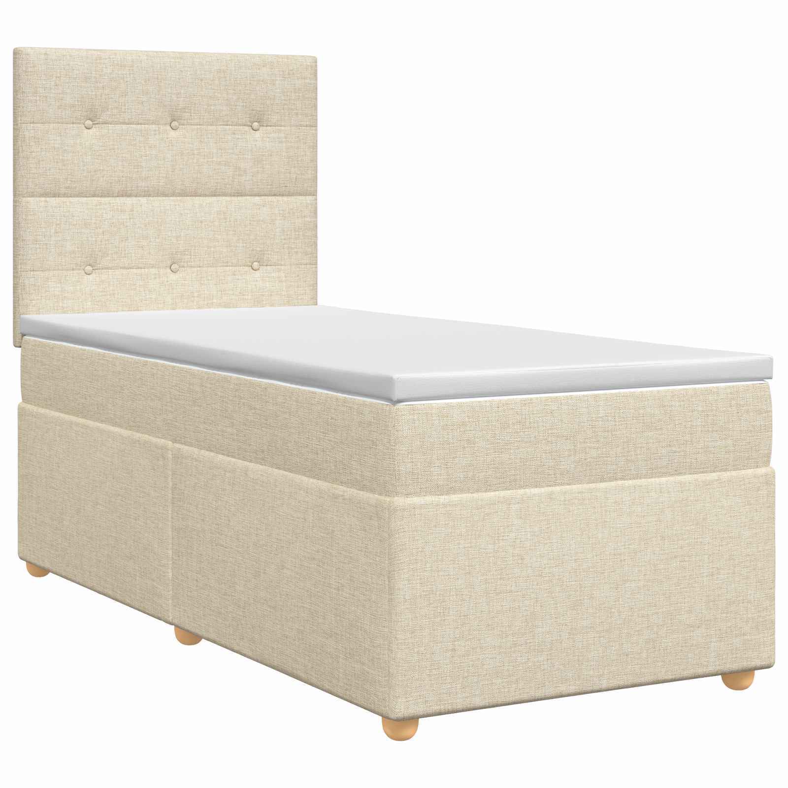 Κρεβάτι box spring με στρώμα Κρεμ 90 x 190 cm Ύφασμα