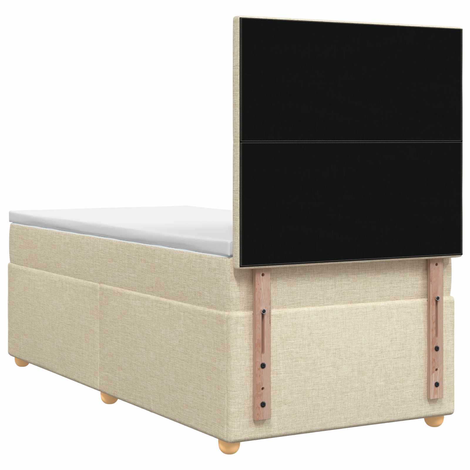 Κρεβάτι box spring με στρώμα Κρεμ 90 x 190 cm Ύφασμα - Pakobazaar