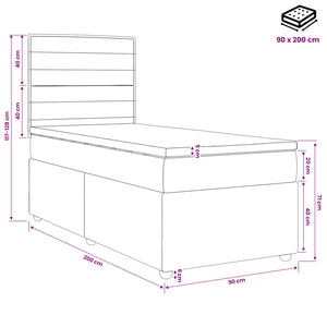 Κρεβάτι box spring με στρώμα Κρεμ 90 x 200 cm Ύφασμα - Pakobazaar