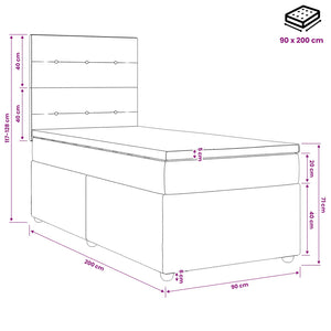 Κρεβάτι box spring με στρώμα Μπλε 90 x 200 cm Ύφασμα