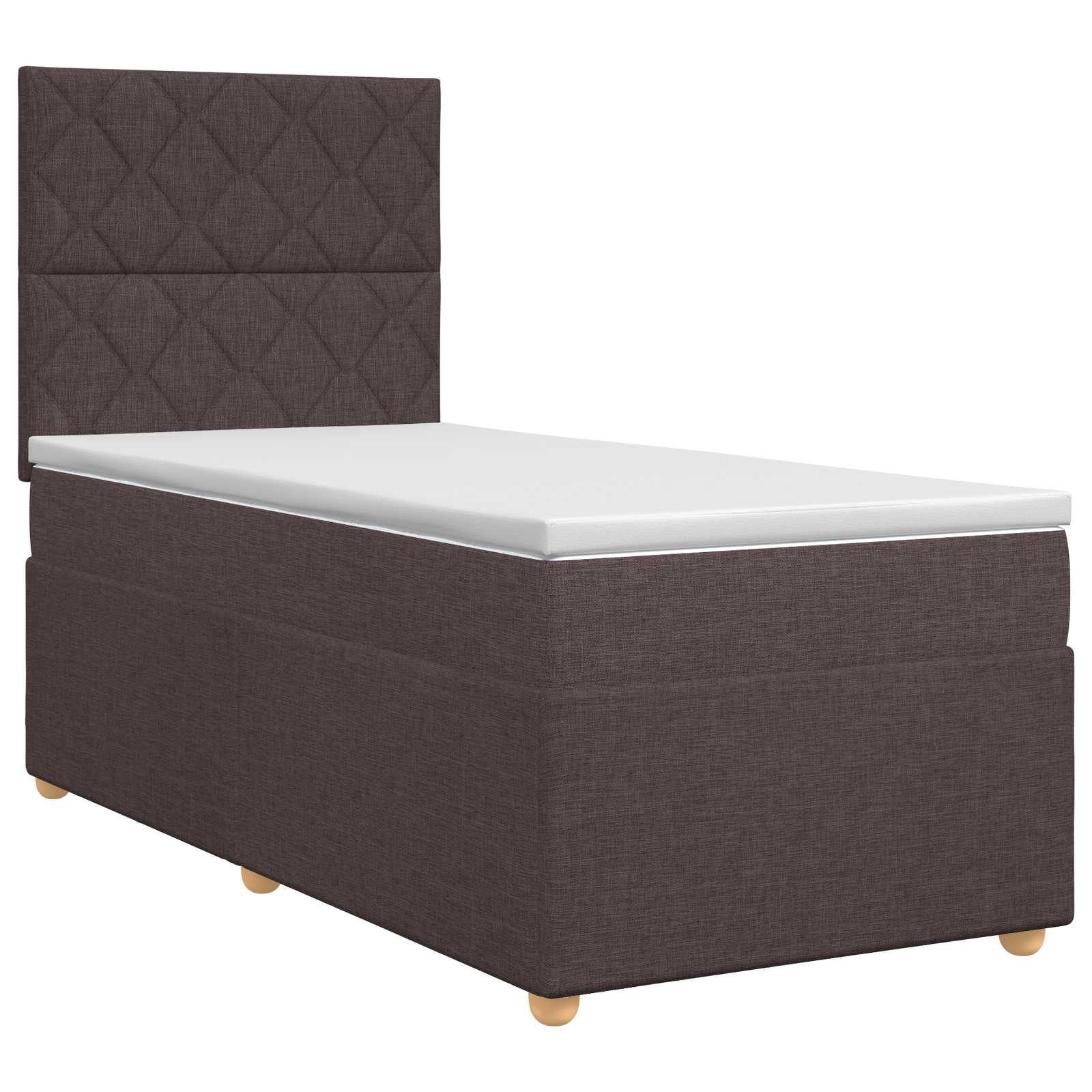 Κρεβάτι box spring με στρώμα Σκούρο Καφέ 90 x 200 cm Ύφασμα - Pakobazaar