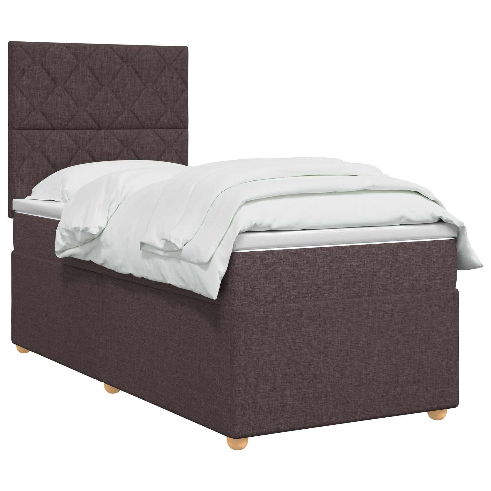 Κρεβάτι box spring με στρώμα Σκούρο Καφέ 90 x 200 cm Ύφασμα - Pakobazaar