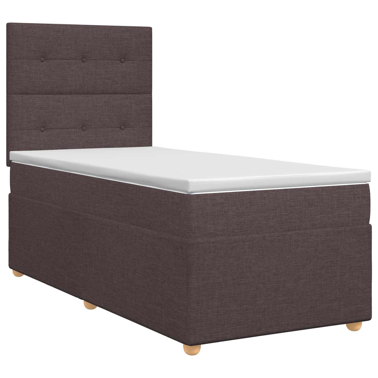 Κρεβάτι box spring με στρώμα Σκούρο Καφέ 100 x 200 cm Ύφασμα - Pakobazaar