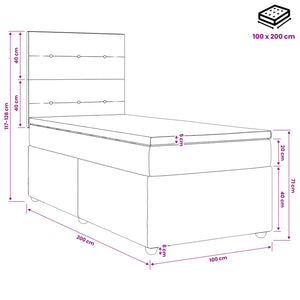 Κρεβάτι box spring με στρώμα Σκούρο Καφέ 100 x 200 cm Ύφασμα - Pakobazaar