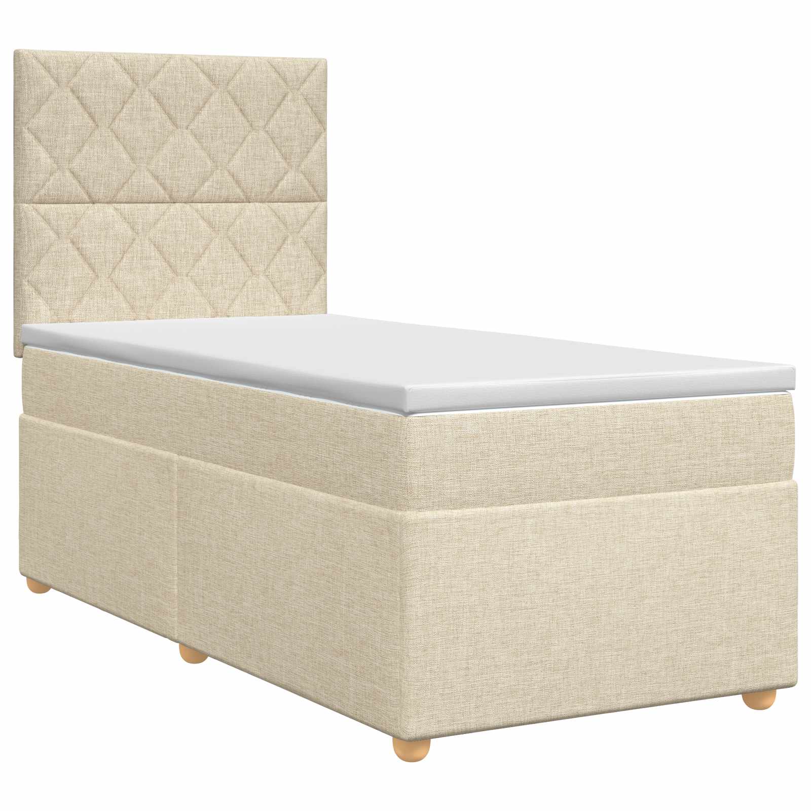 Κρεβάτι box spring με στρώμα Κρεμ 100 x 200 cm Ύφασμα - Pakobazaar