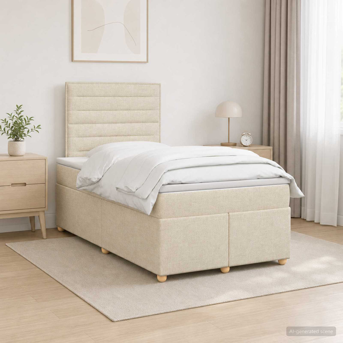 Κρεβάτι box spring με στρώμα Σκούρο Καφέ 120 x 190 cm Ύφασμα - Pakobazaar