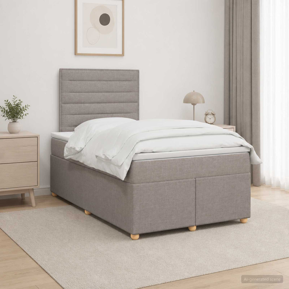 Κρεβάτι box spring με στρώμα Taupe 120 x 190 cm Ύφασμα