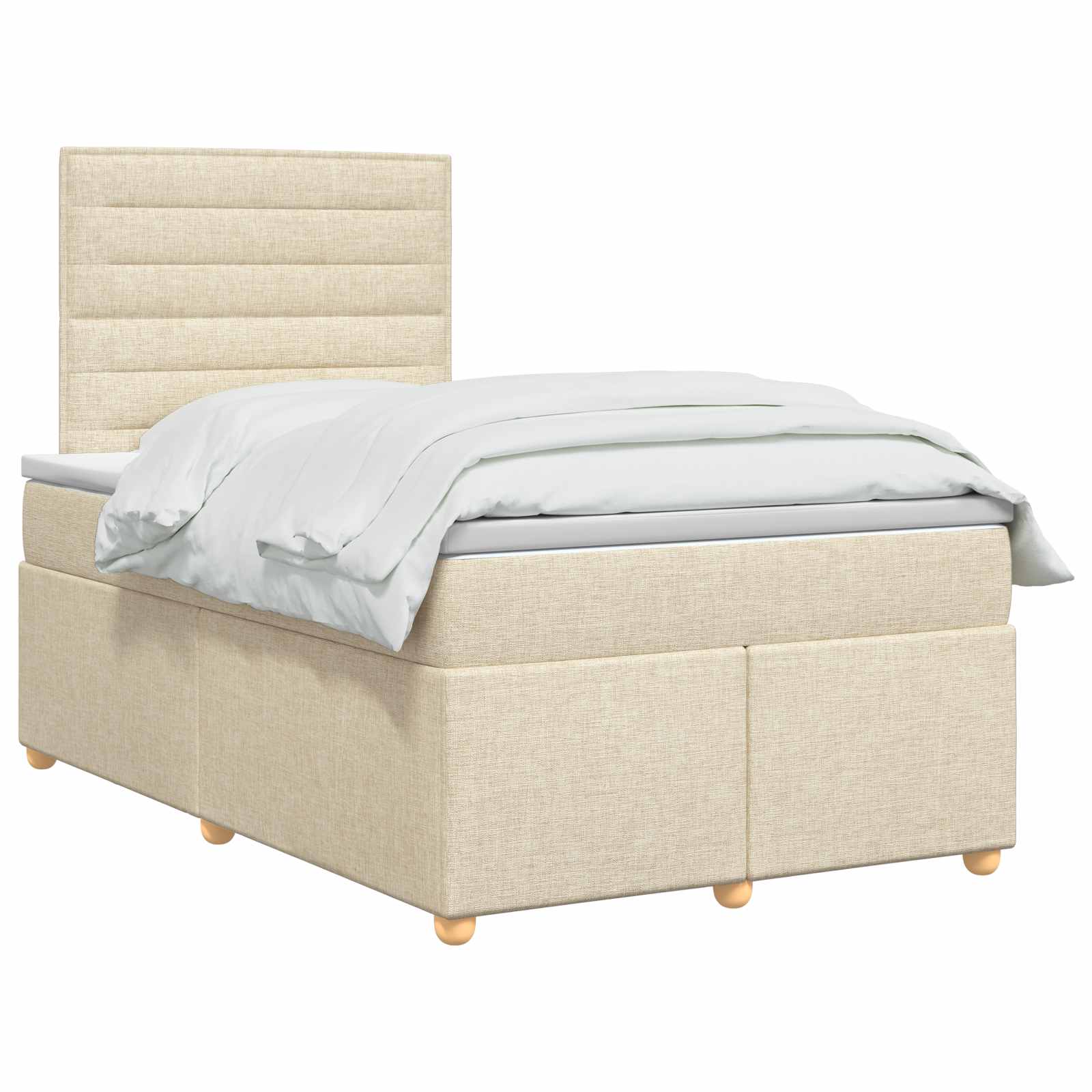 Κρεβάτι box spring με στρώμα Κρεμ 120 x 190 cm Ύφασμα