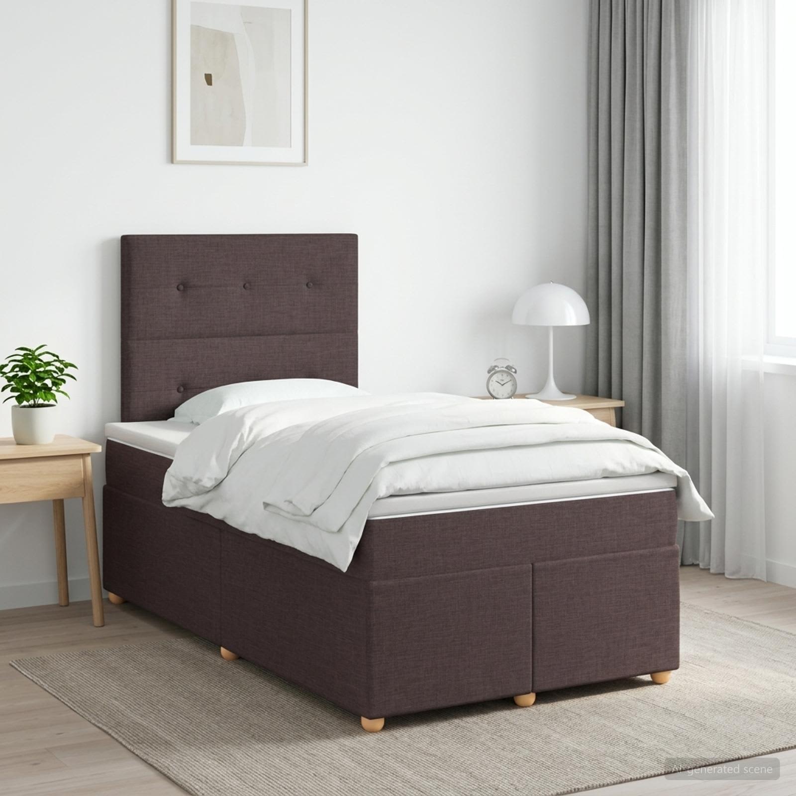 Κρεβάτι box spring με στρώμα Σκούρο Καφέ 120 x 190 cm Ύφασμα