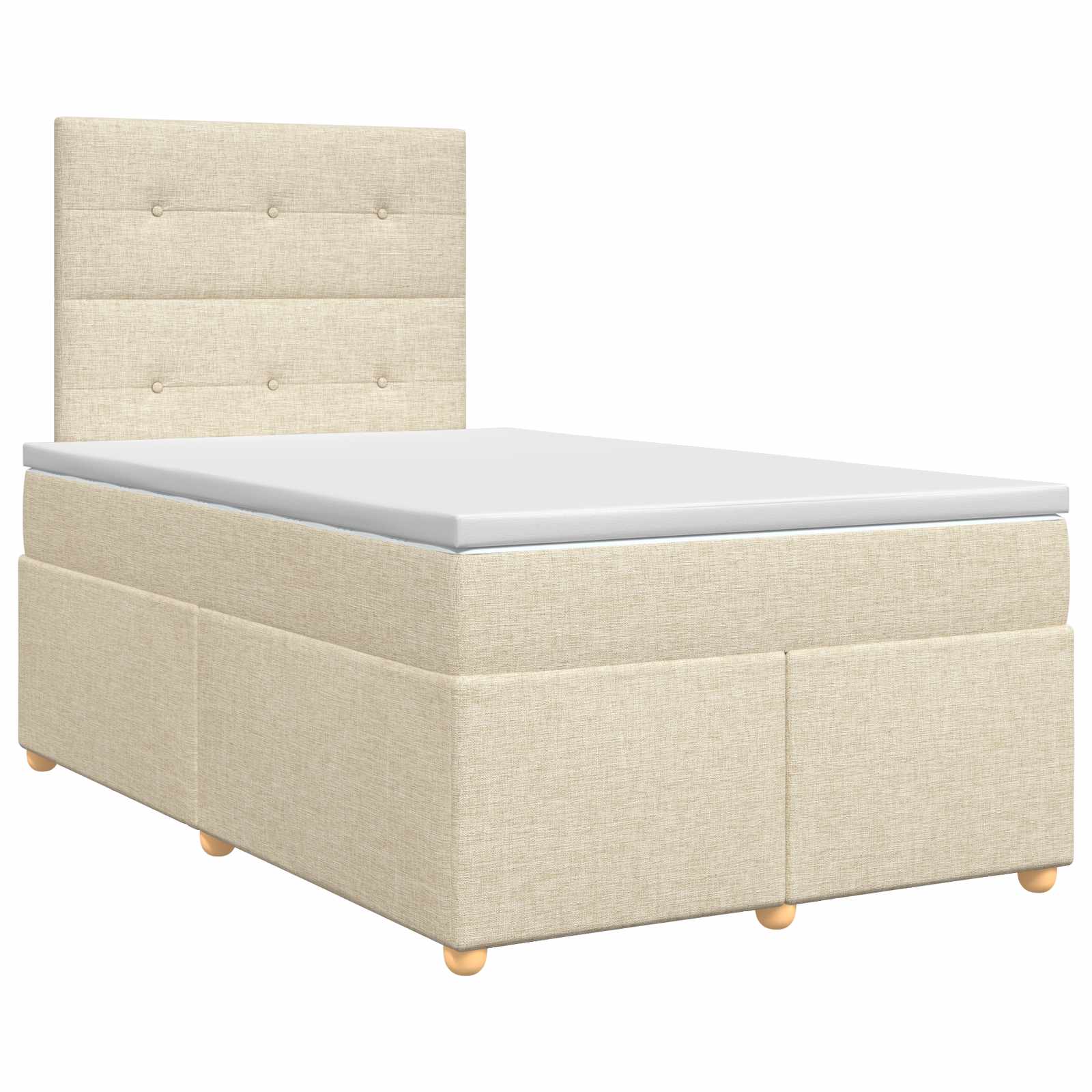 Κρεβάτι box spring με στρώμα Κρεμ 120 x 190 cm Ύφασμα - Pakobazaar