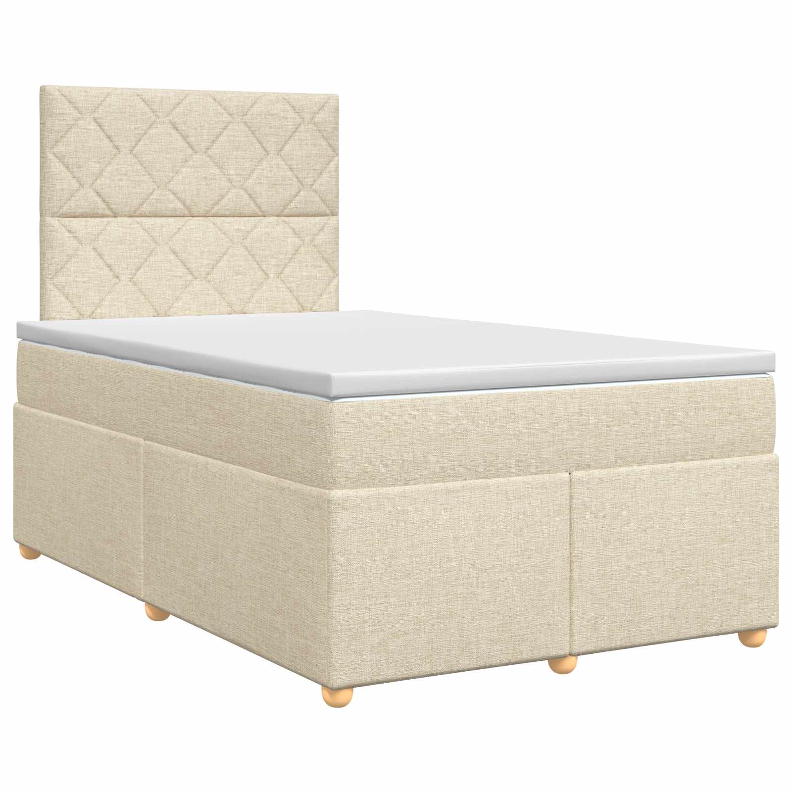 Κρεβάτι box spring με στρώμα Κρεμ 120 x 190 cm Ύφασμα - Pakobazaar