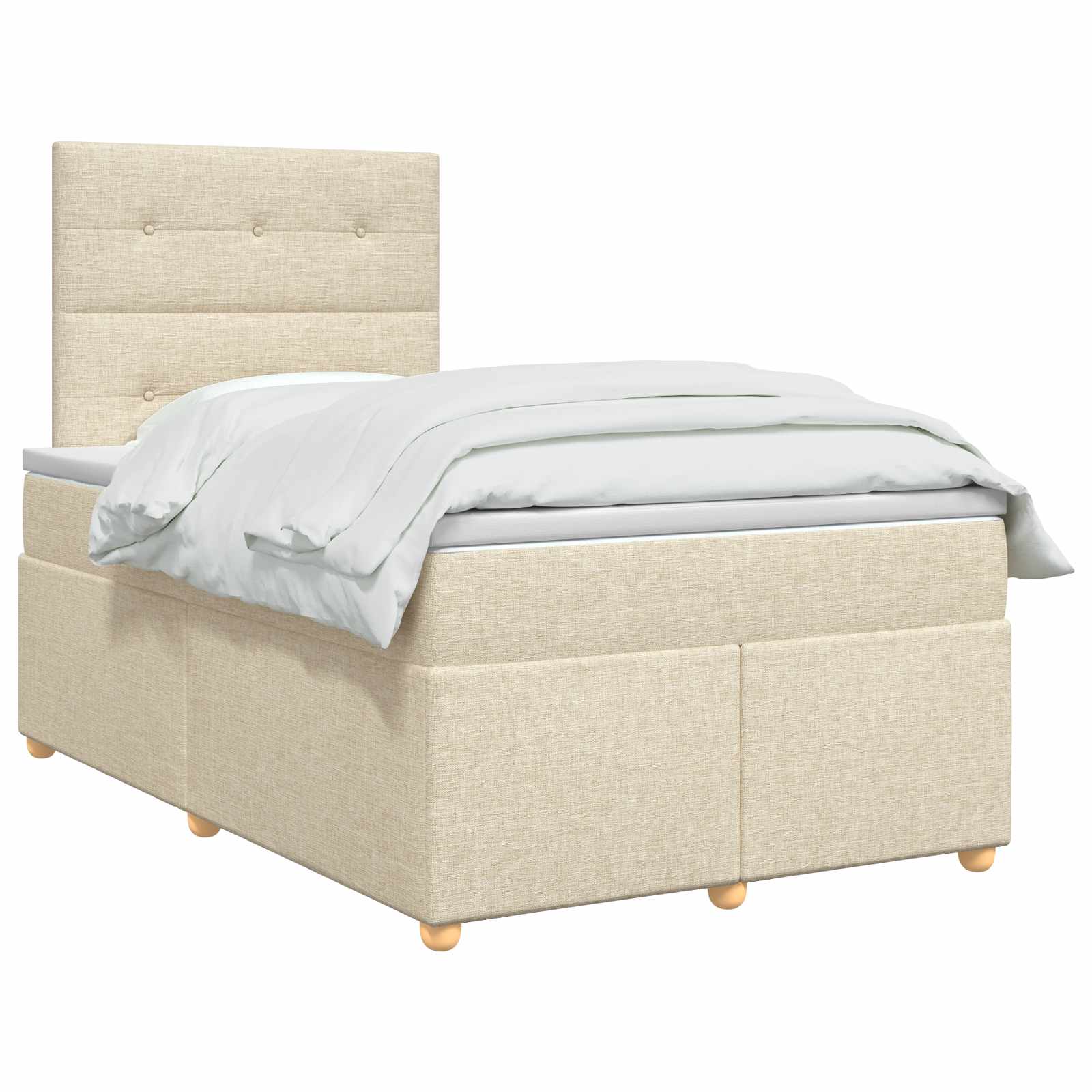Κρεβάτι box spring με στρώμα Κρεμ 120 x 200 cm Ύφασμα - Pakobazaar