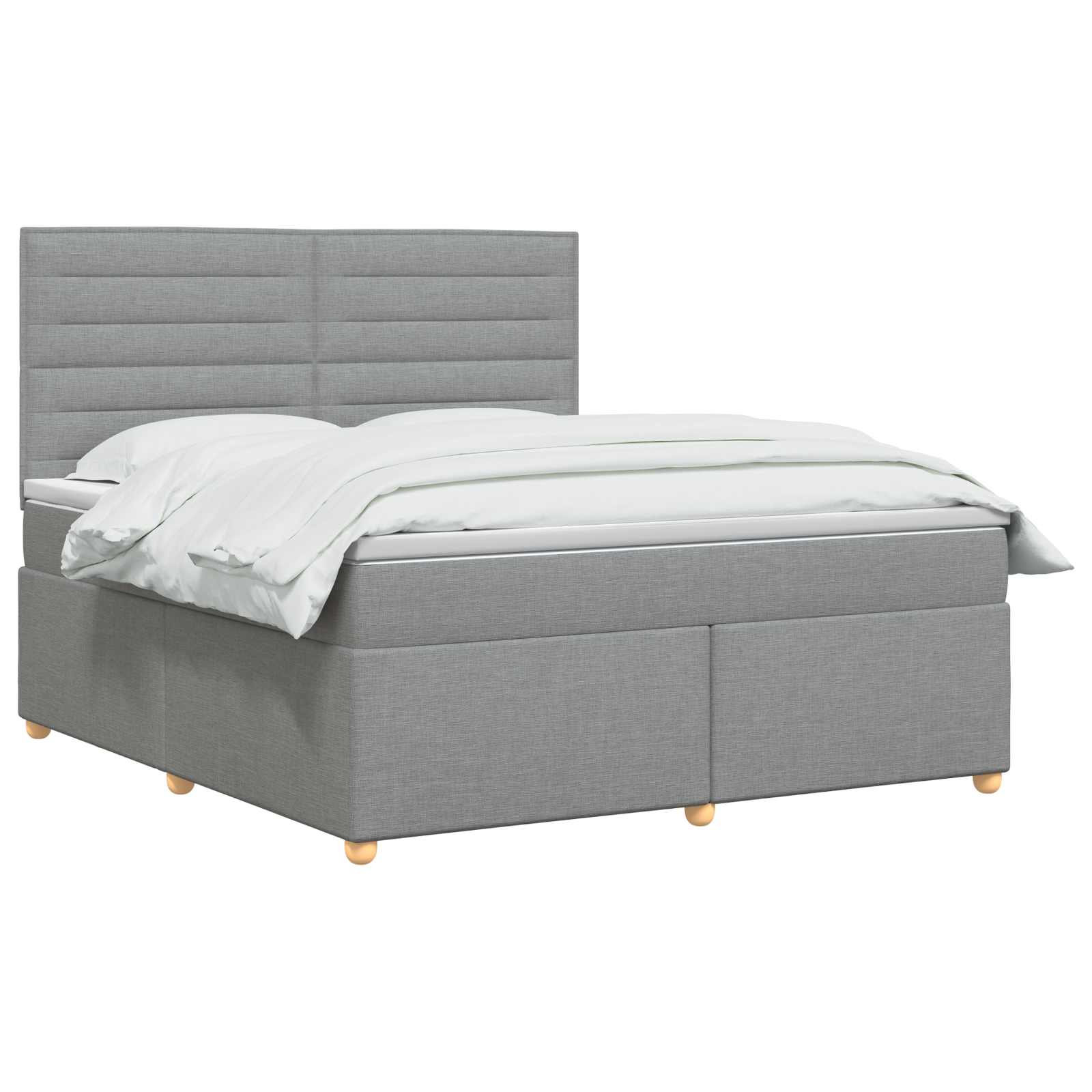 Κρεβάτι box spring με στρώμα Ανοιχτό γκρι 140 x 190 cm Ύφασμα