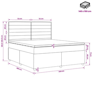 Κρεβάτι box spring με στρώμα Σκούρο Καφέ 140 x 190 cm Ύφασμα - Pakobazaar