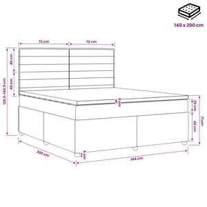 Κρεβάτι box spring με στρώμα Σκούρο Καφέ 140 x 200 cm Ύφασμα - Pakobazaar
