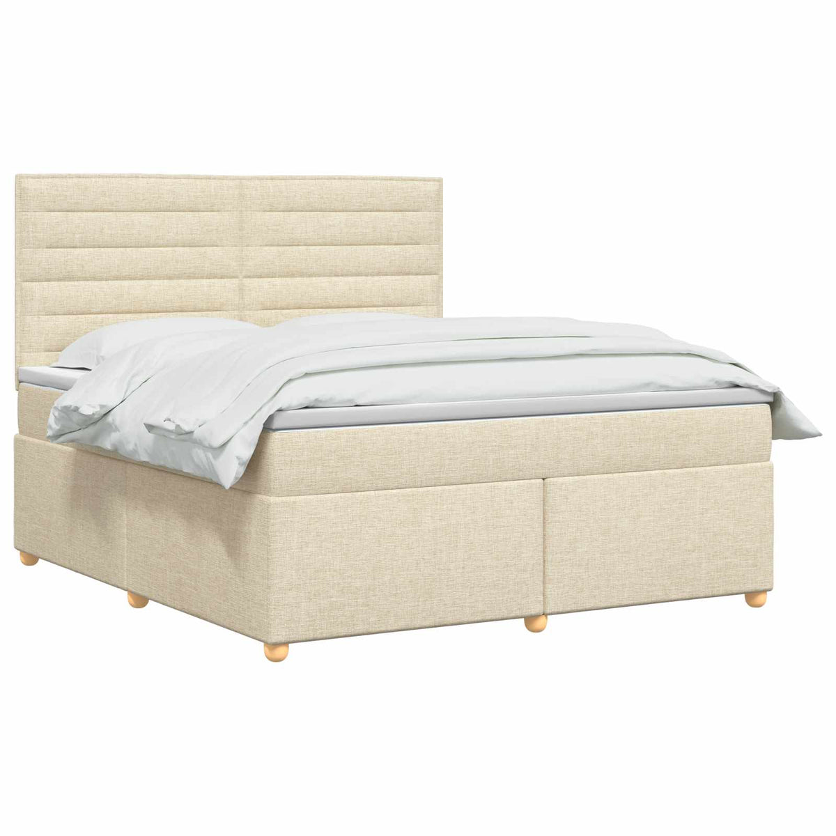 Κρεβάτι box spring με στρώμα Κρεμ 160 x 200 cm Ύφασμα