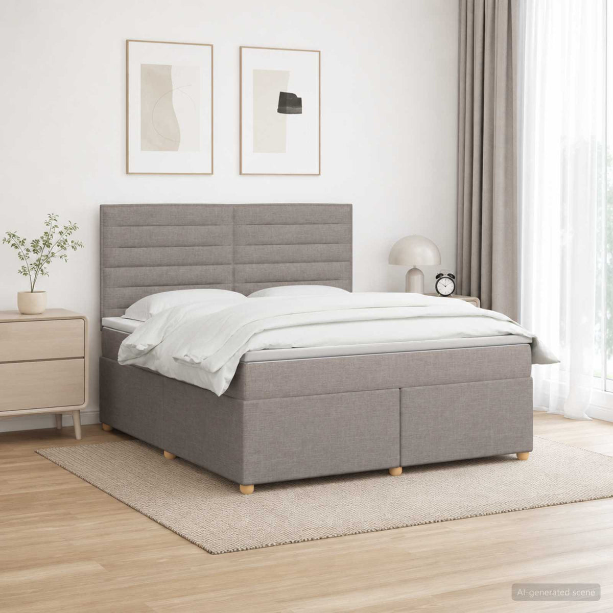 Κρεβάτι box spring με στρώμα Taupe 140 x 190 cm Ύφασμα