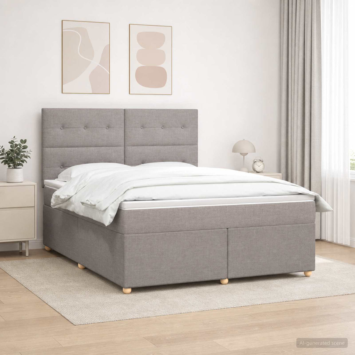 Κρεβάτι box spring με στρώμα Taupe 140 x 190 cm Ύφασμα