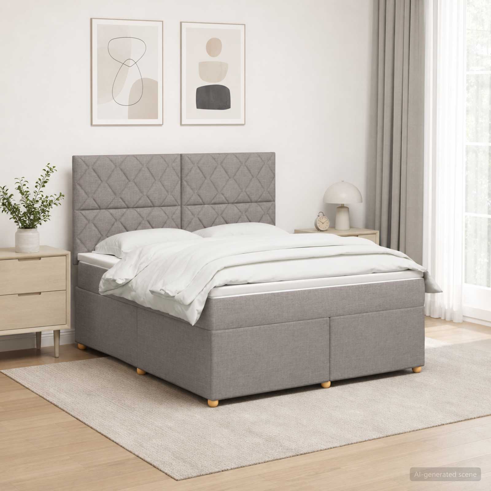 Κρεβάτι box spring με στρώμα Taupe 140 x 200 cm Ύφασμα