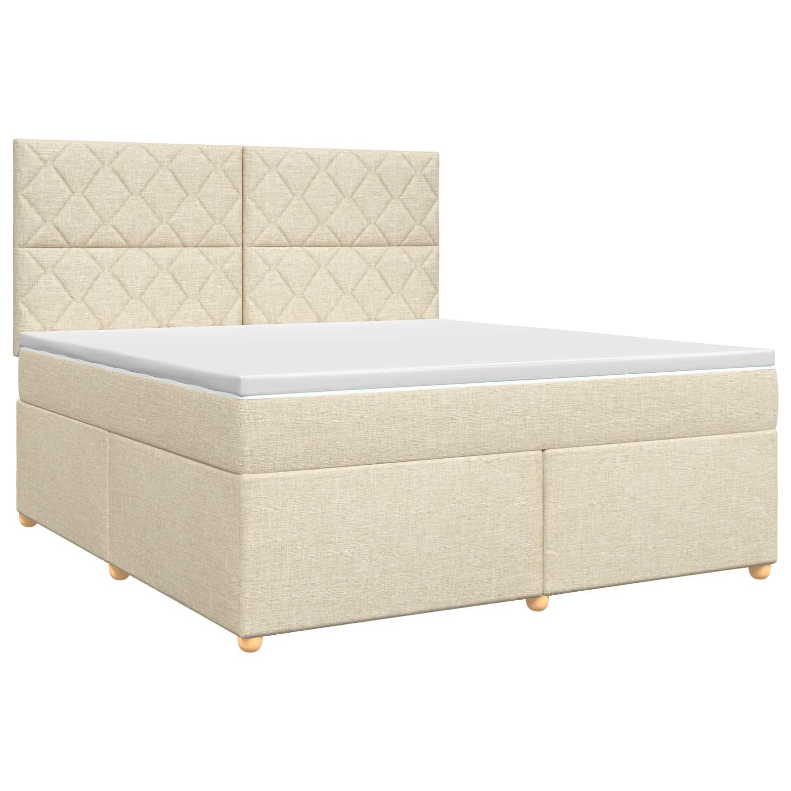Κρεβάτι box spring με στρώμα Κρεμ 180 x 200 cm Ύφασμα - Pakobazaar
