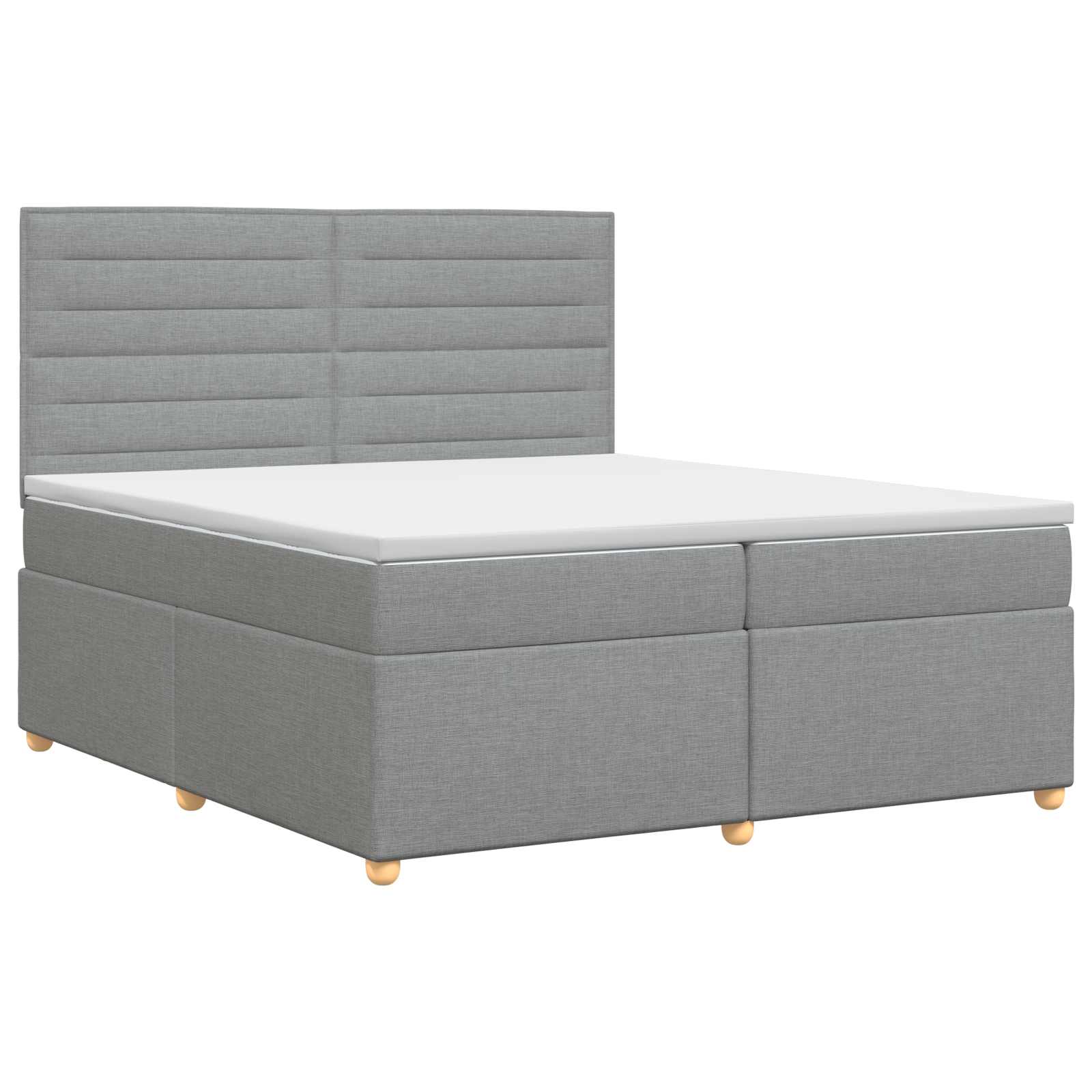 Κρεβάτι box spring με στρώμα Ανοιχτό γκρι 200 x 200 cm Ύφασμα