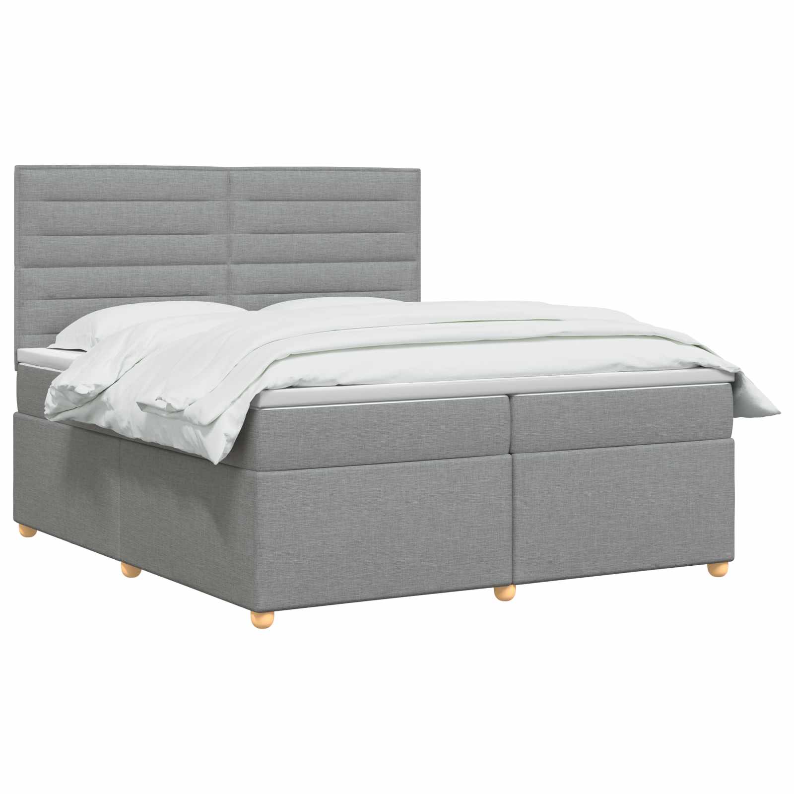 Κρεβάτι box spring με στρώμα Ανοιχτό γκρι 200 x 200 cm Ύφασμα