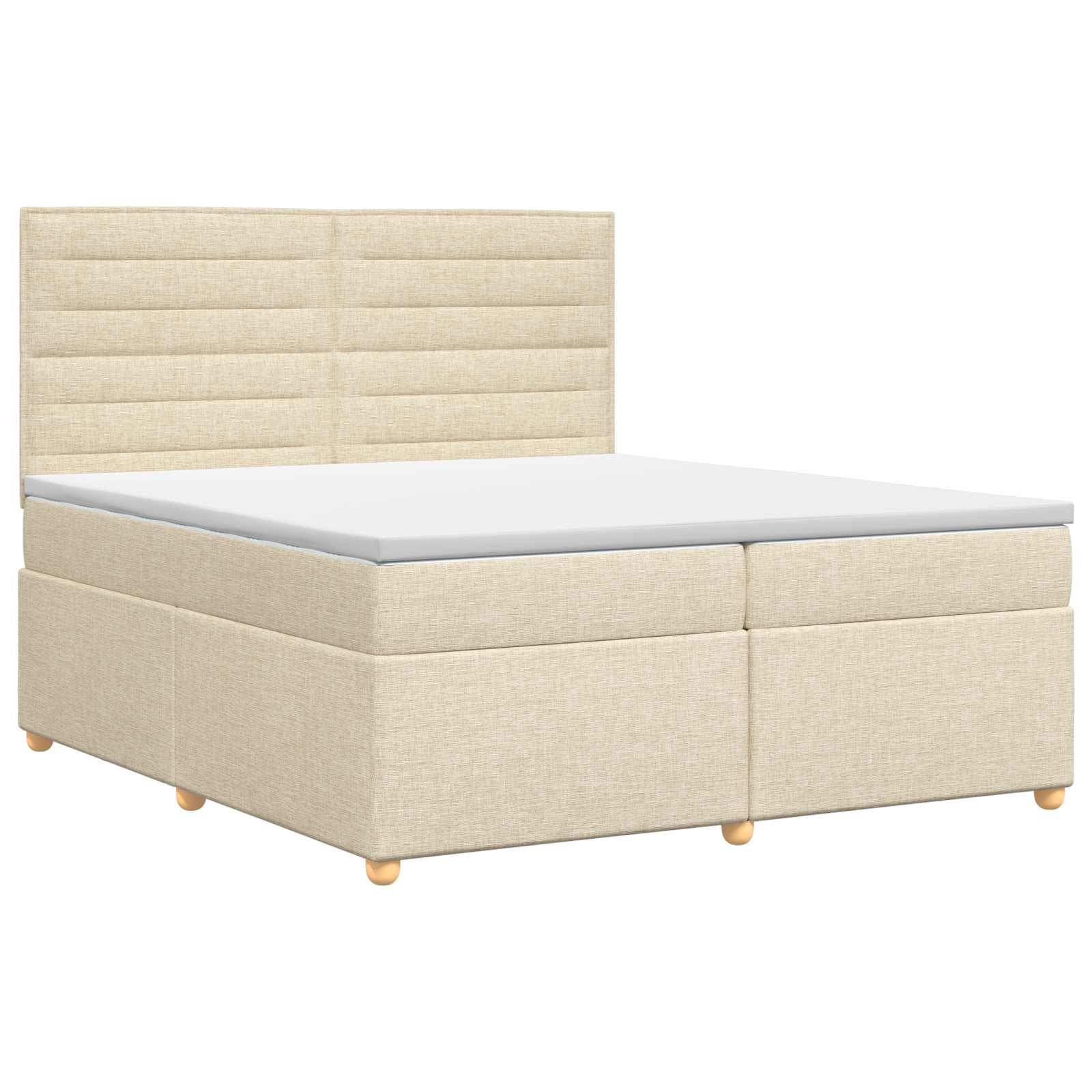 Κρεβάτι box spring με στρώμα Κρεμ 200 x 200 cm Ύφασμα