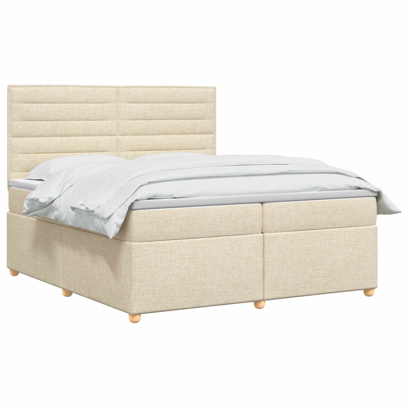 Κρεβάτι box spring με στρώμα Κρεμ 200 x 200 cm Ύφασμα