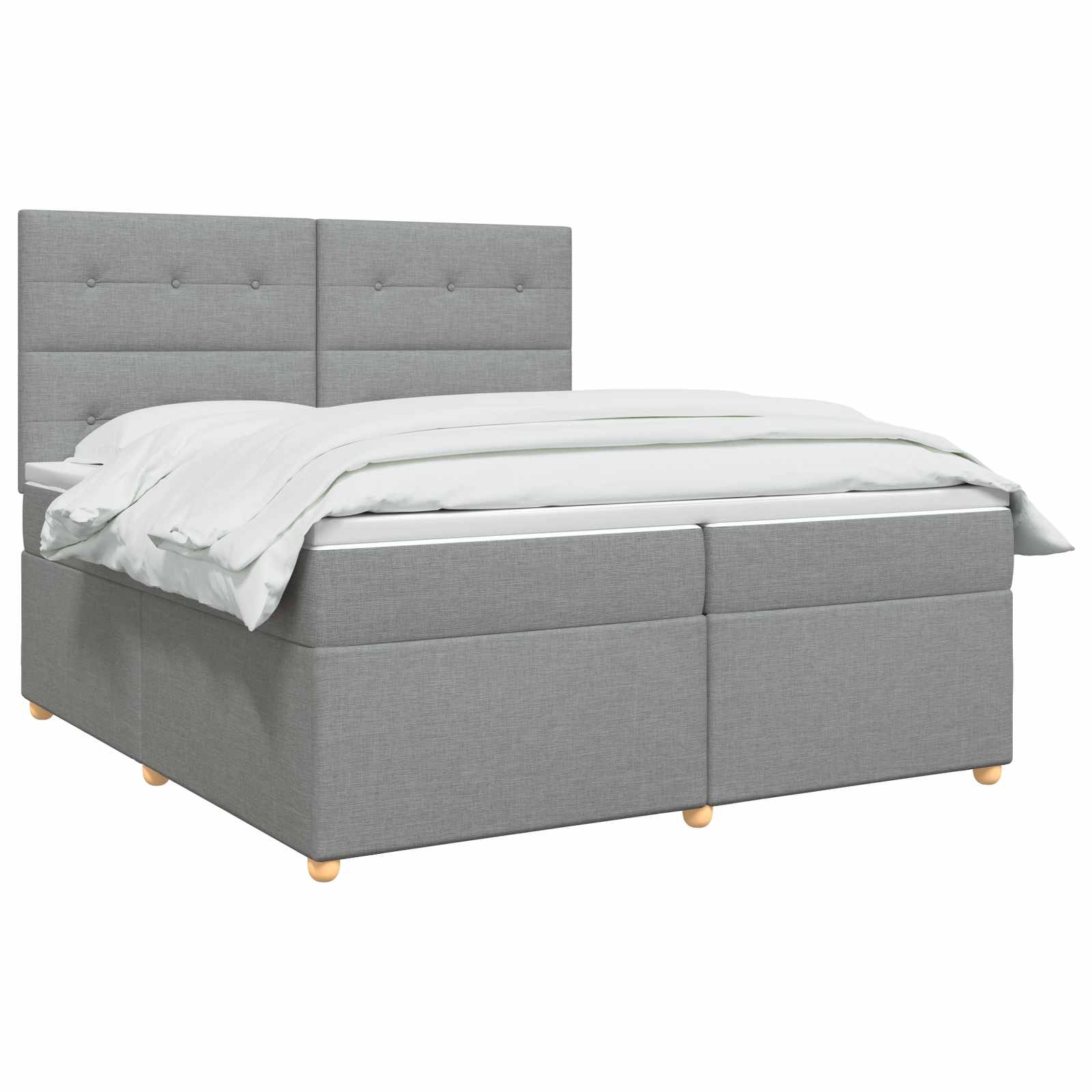 Κρεβάτι box spring με στρώμα Ανοιχτό γκρι 200 x 200 cm Ύφασμα - Pakobazaar