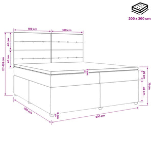 Κρεβάτι box spring με στρώμα Σκούρο Γκρι 200 x 200 cm Ύφασμα - Pakobazaar