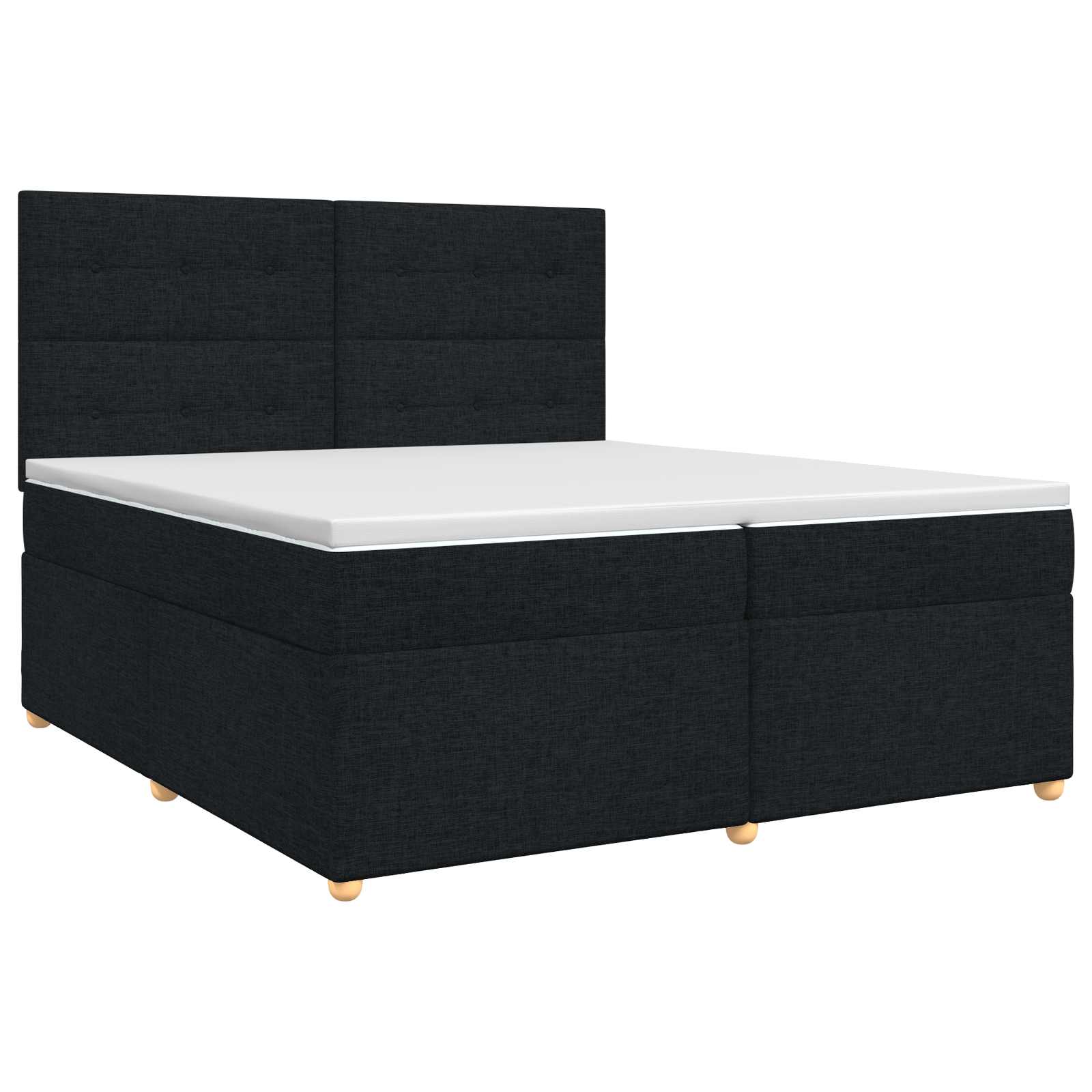 Κρεβάτι box spring με στρώμα Μαύρο 200 x 200 cm Ύφασμα - Pakobazaar