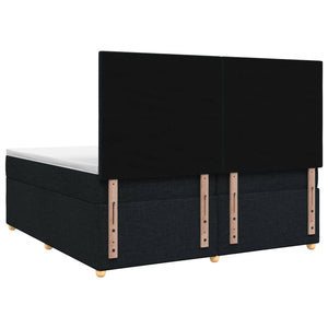 Κρεβάτι box spring με στρώμα Μαύρο 200 x 200 cm Ύφασμα - Pakobazaar