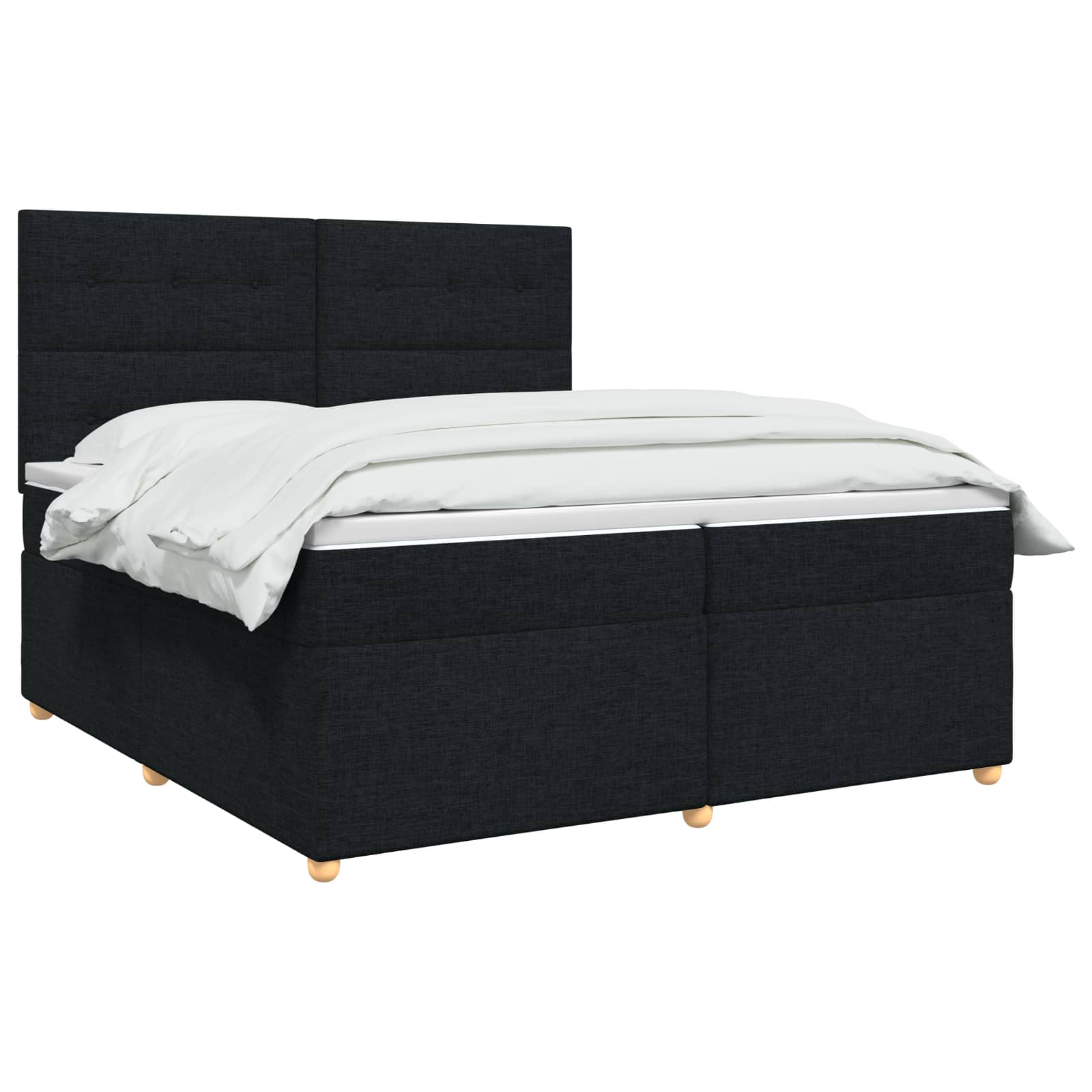 Κρεβάτι box spring με στρώμα Μαύρο 200 x 200 cm Ύφασμα - Pakobazaar