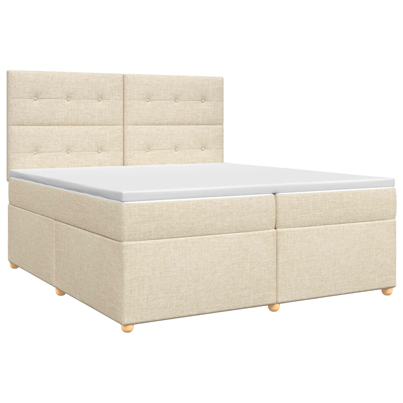 Κρεβάτι box spring με στρώμα Κρεμ 200 x 200 cm Ύφασμα