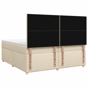 Κρεβάτι box spring με στρώμα Κρεμ 200 x 200 cm Ύφασμα