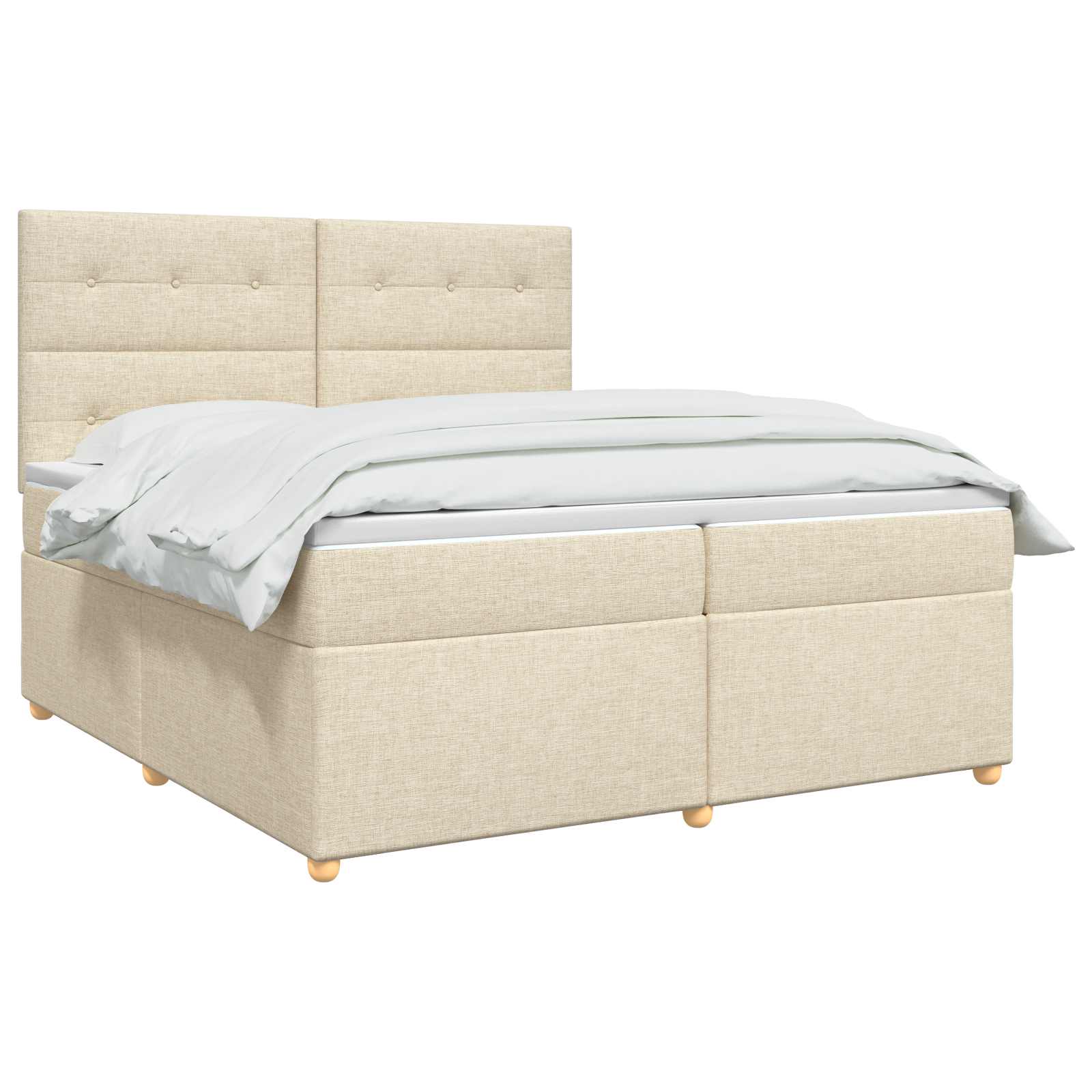 Κρεβάτι box spring με στρώμα Κρεμ 200 x 200 cm Ύφασμα