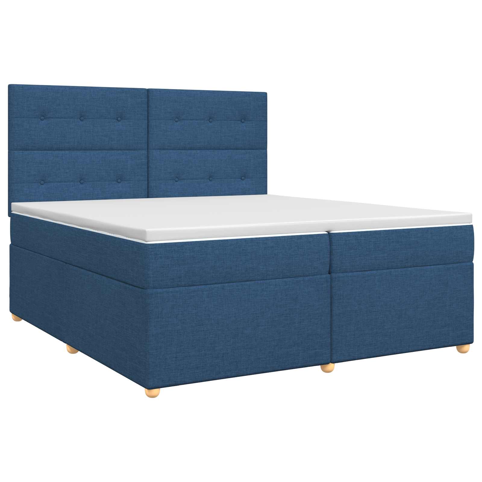 Κρεβάτι box spring με στρώμα Μπλε 200 x 200 cm Ύφασμα