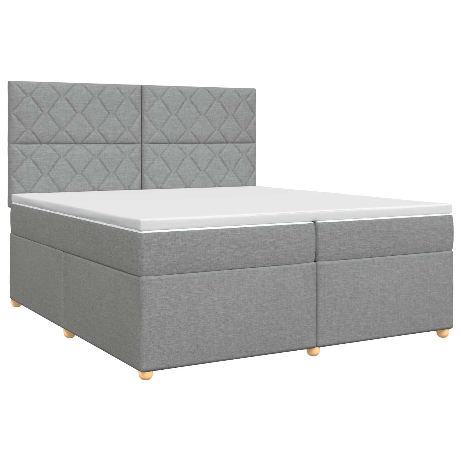 Κρεβάτι box spring με στρώμα Ανοιχτό γκρι 200 x 200 cm Ύφασμα - Pakobazaar