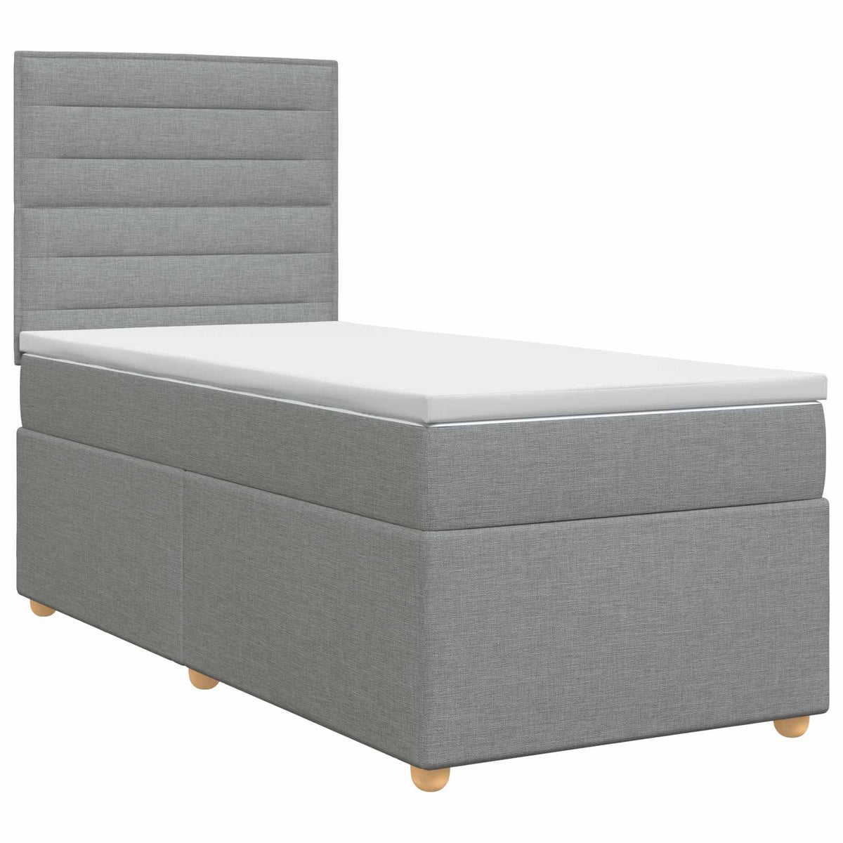 Κρεβάτι box spring με στρώμα Ανοιχτό γκρι Μονό Ύφασμα